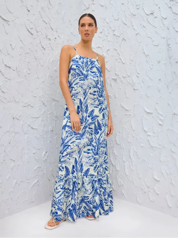 Printed Cotton Poplin Fari Dress - Toile Blu sold by Diarrablu