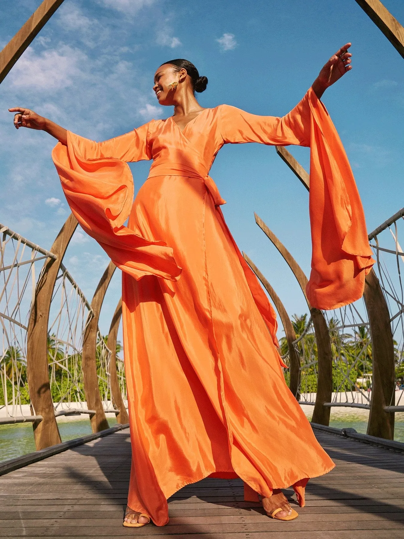 Sustainable Maya Dress - Solid Coral sold by Diarrablu