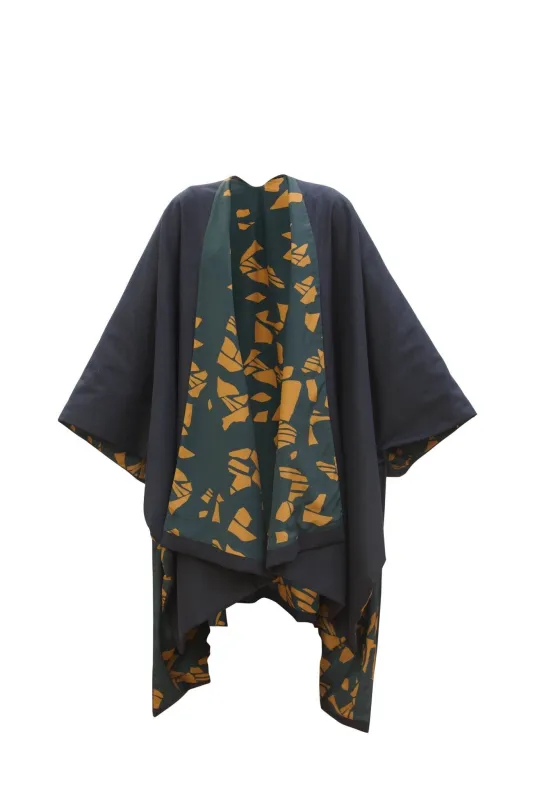 Reversible Amy Ben Poncho - Gyraf Blue sold by Diarrablu