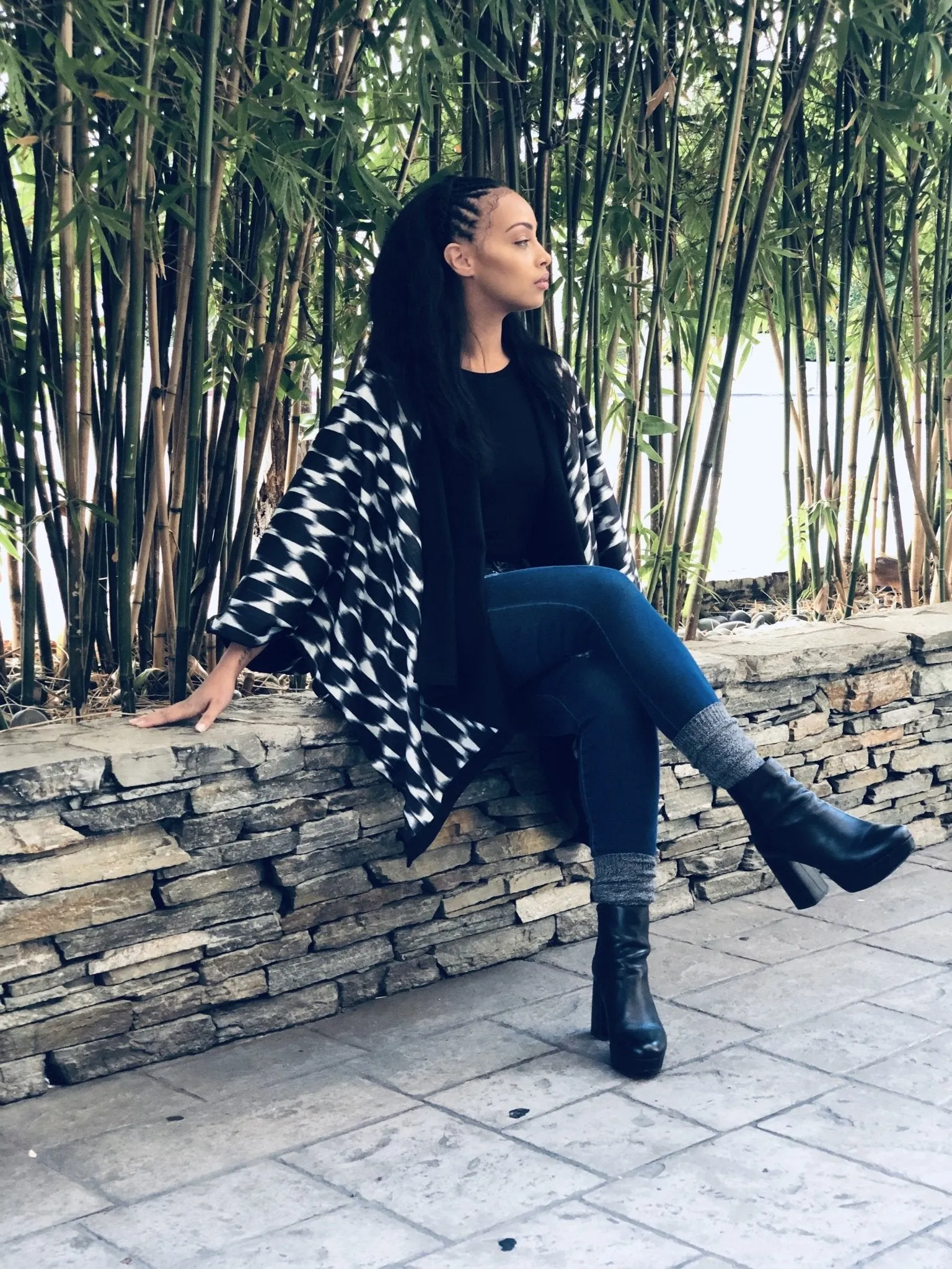 Reversible Amy Ben Poncho - Sokhna Black sold by Diarrablu product image thumbnail 5