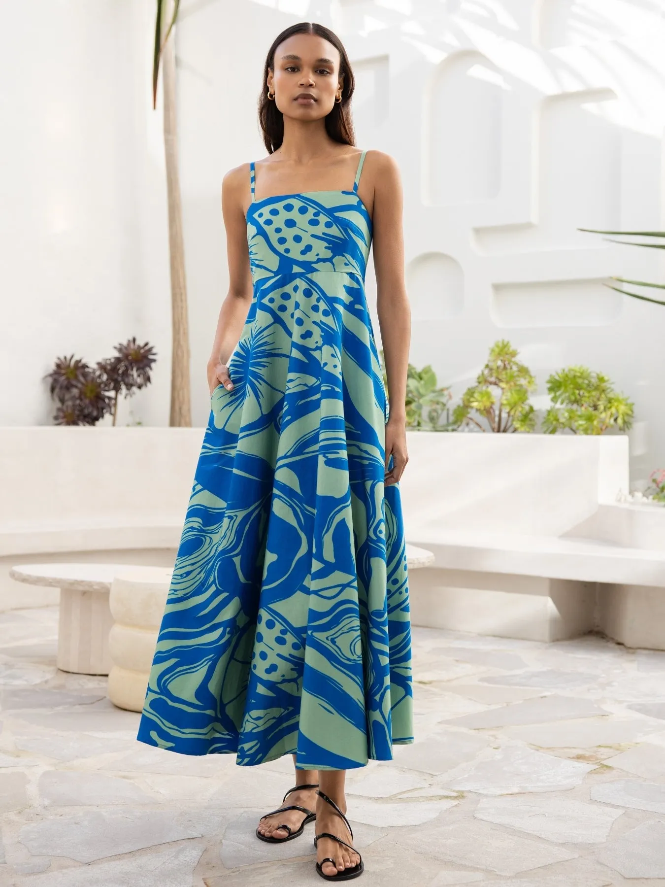 Printed Cotton Poplin Oria Dress - Tima Mint sold by Diarrablu product image thumbnail 3