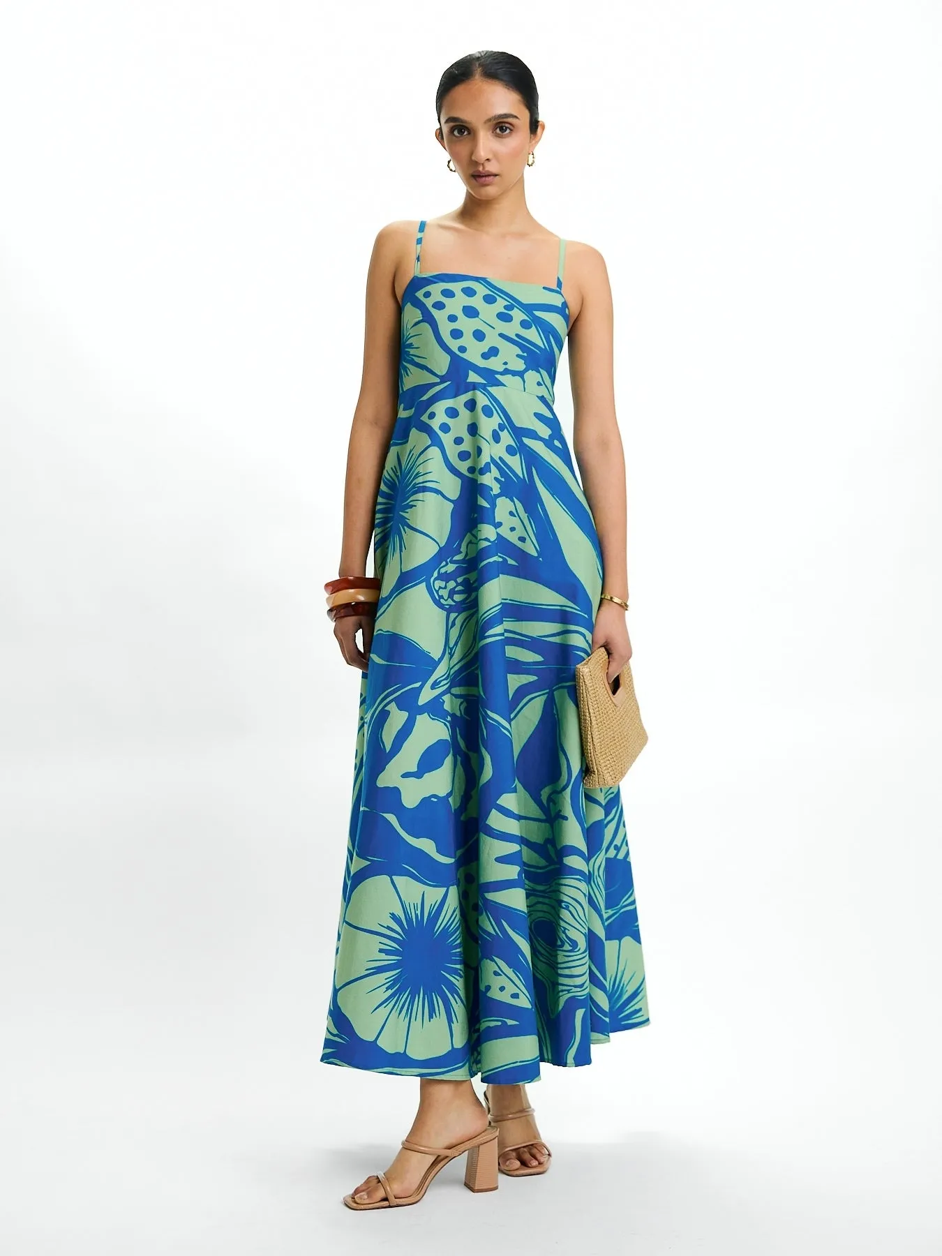 Printed Cotton Poplin Oria Dress - Tima Mint sold by Diarrablu