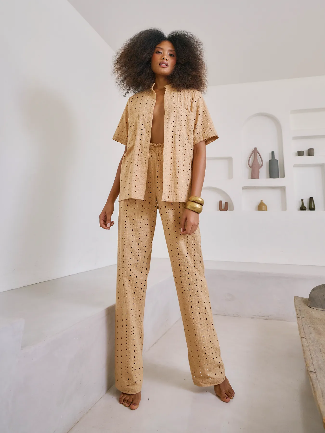 Leer Nar Pants - Binta Camel sold by Diarrablu