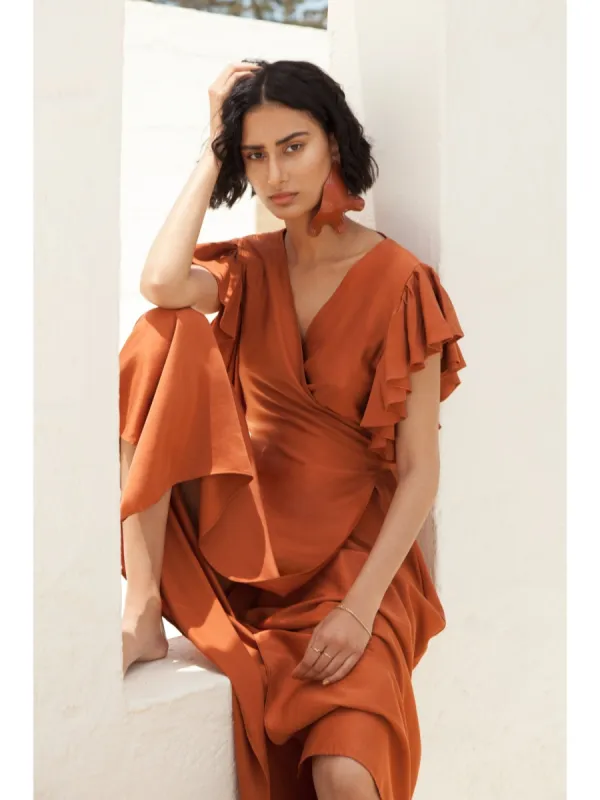 Sustainable Rukia Dress - Solid Rust sold by Diarrablu