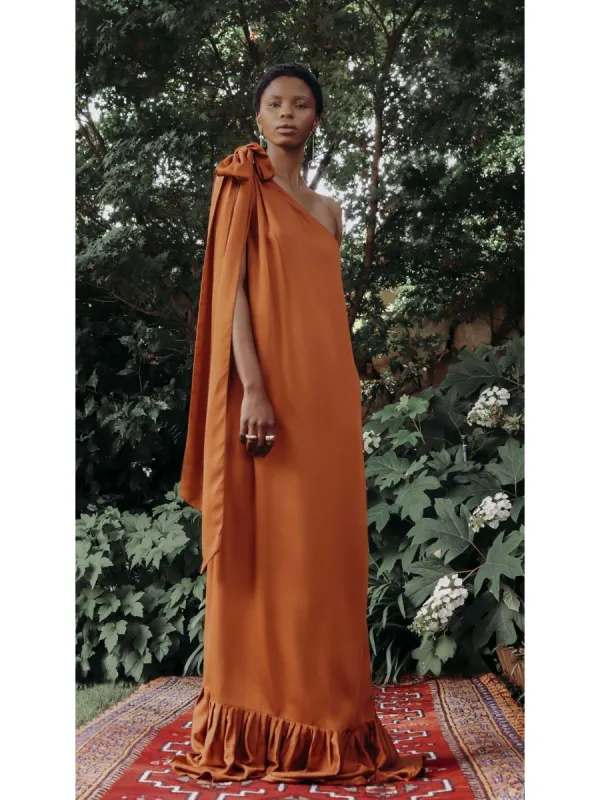 Sustainable Diago Dress - Solid Rust sold by Diarrablu