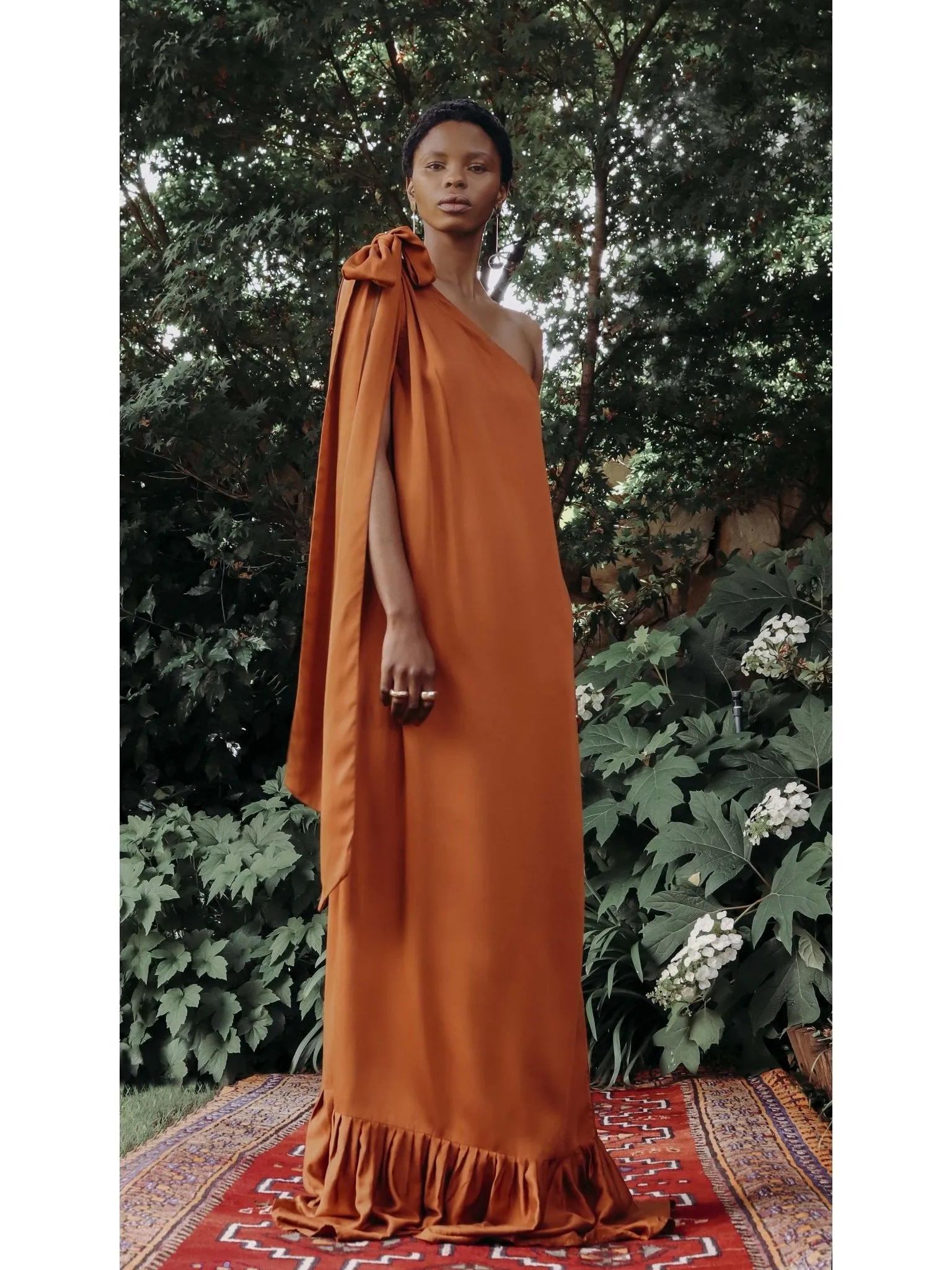 Sustainable Diago Dress - Solid Rust sold by Diarrablu
