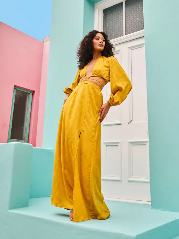 Amal Dress - Zeen Mustard sold by Diarrablu
