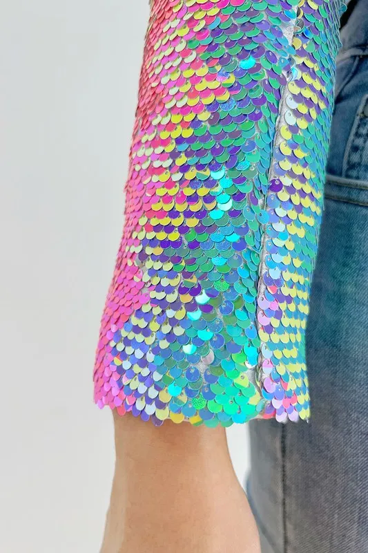 Cropped Multi Sequin Blazer sold by Glitzy Bella product image thumbnail 4