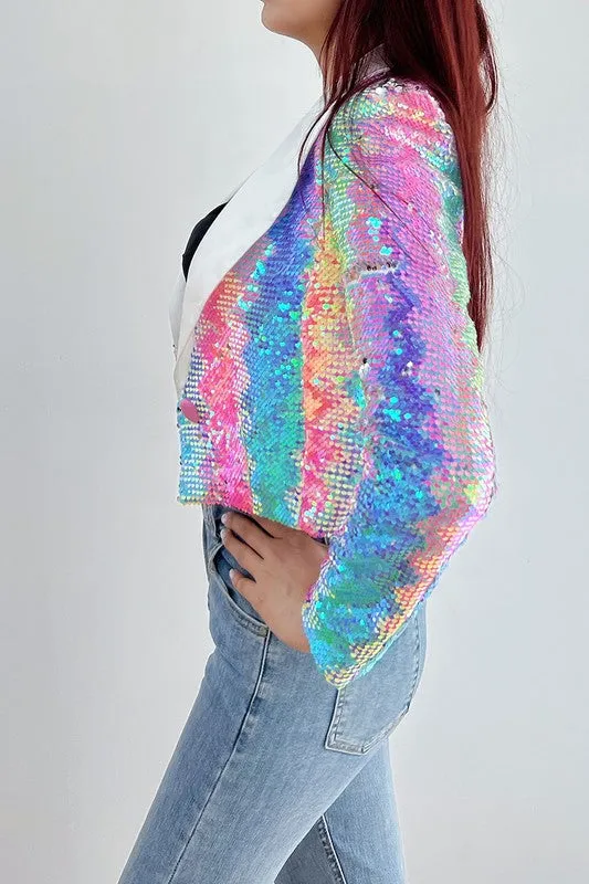 Cropped Multi Sequin Blazer sold by Glitzy Bella product image thumbnail 2