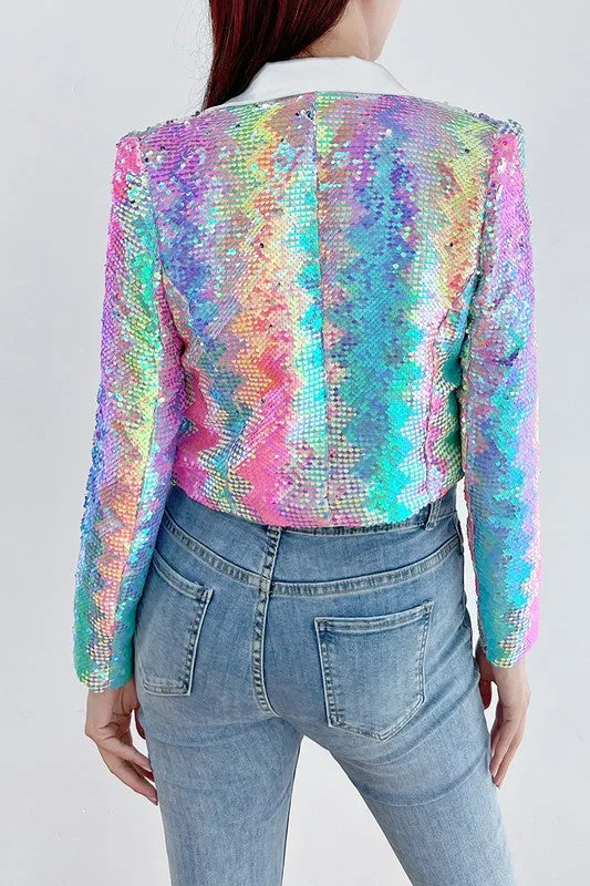 Cropped Multi Sequin Blazer sold by Glitzy Bella product image thumbnail 3
