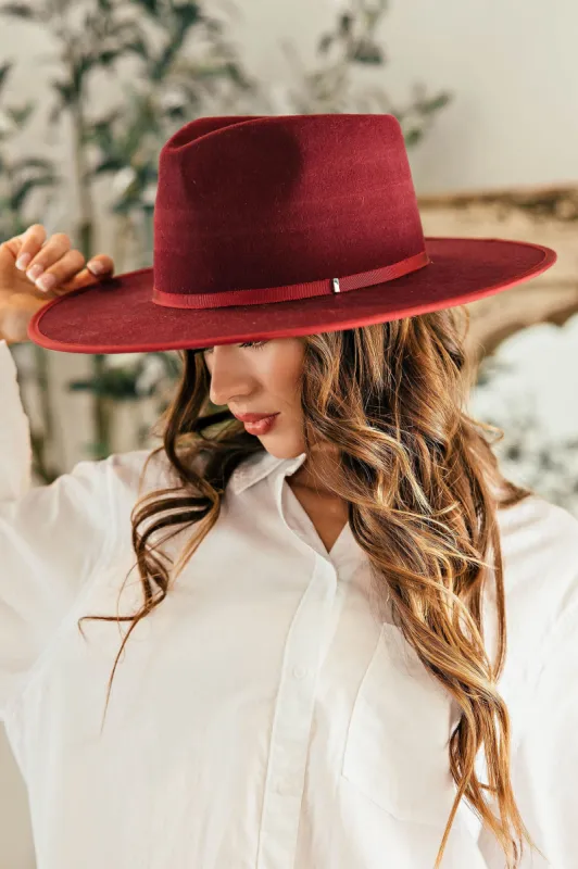 The "Billie" Wool Panama Hat in Burgundy made by Glitzy Bella