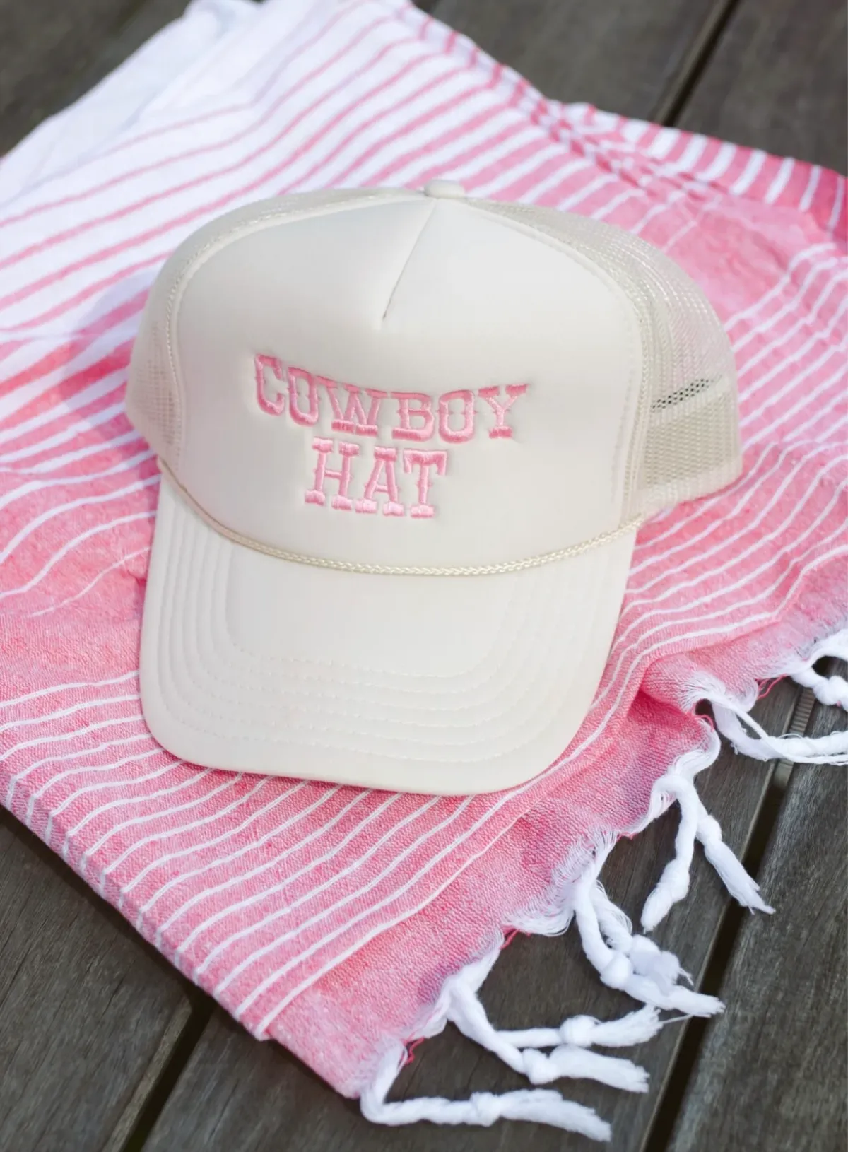 NEW!! Embroidered Cowboy Hat Trucker in Pink sold by Glitzy Bella