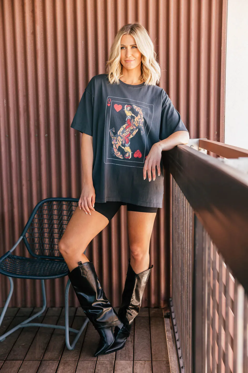 NEW!! Cowgirl Queen Graphic Oversized Tee sold by Glitzy Bella product image thumbnail 2