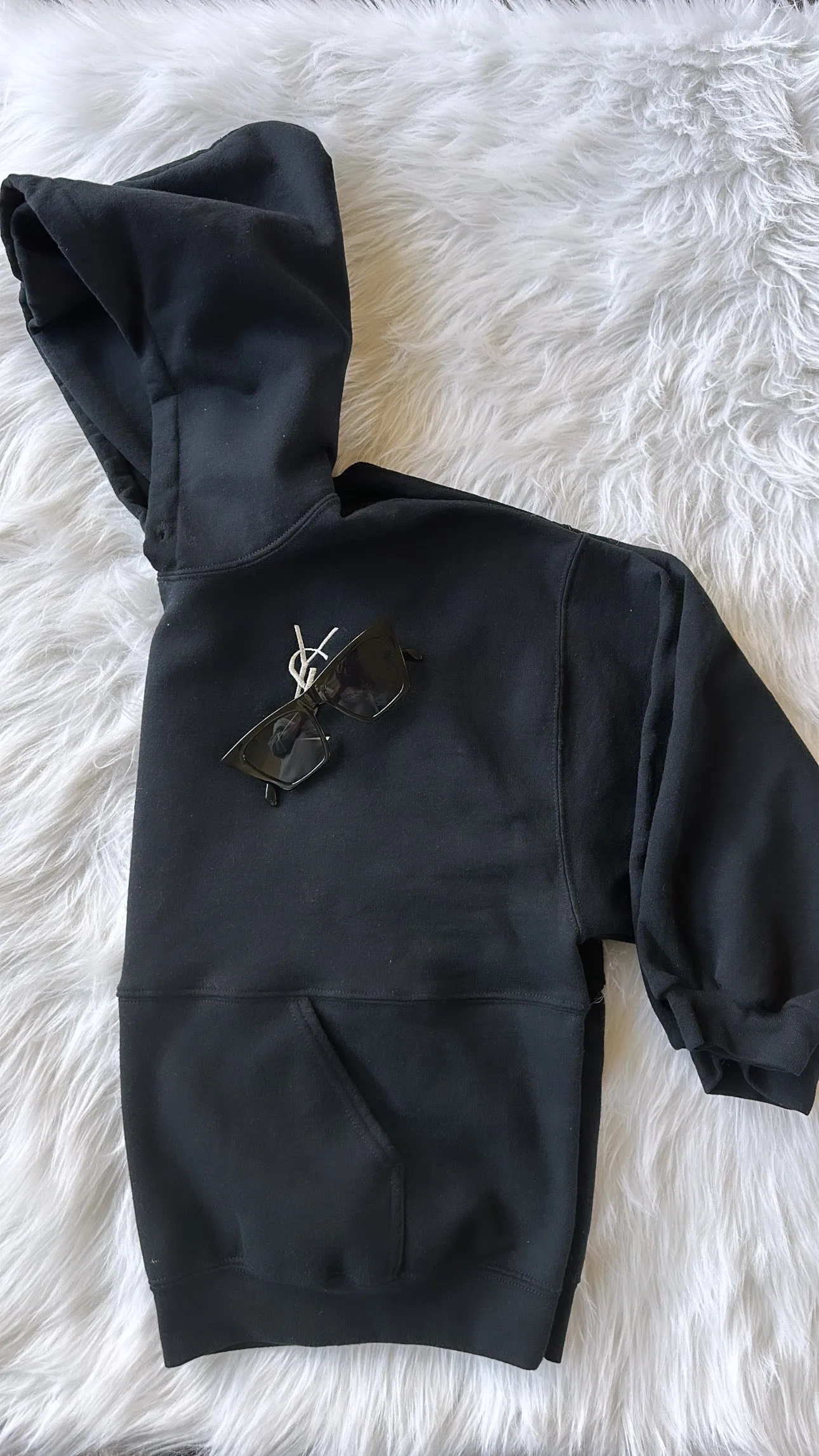 NEW!! Icon Embroidered Vintage Oversized Crop Hoodie Sweatshirt in Black sold by Glitzy Bella product image thumbnail 5