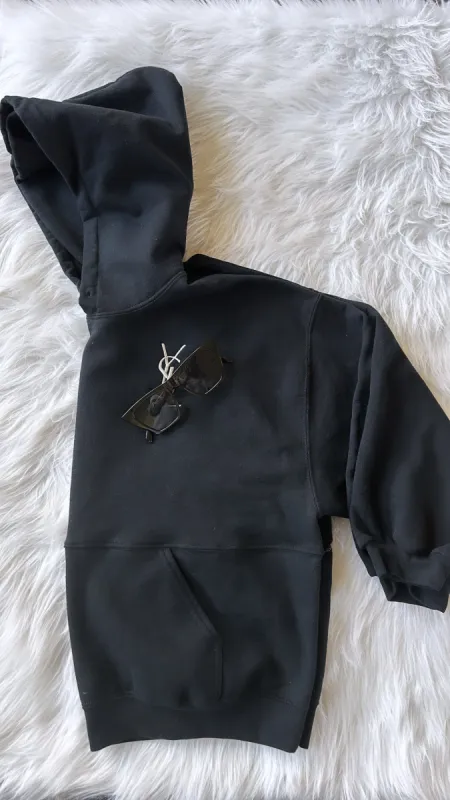 NEW!! Icon Embroidered Vintage Oversized Crop Hoodie Sweatshirt in Black sold by Glitzy Bella