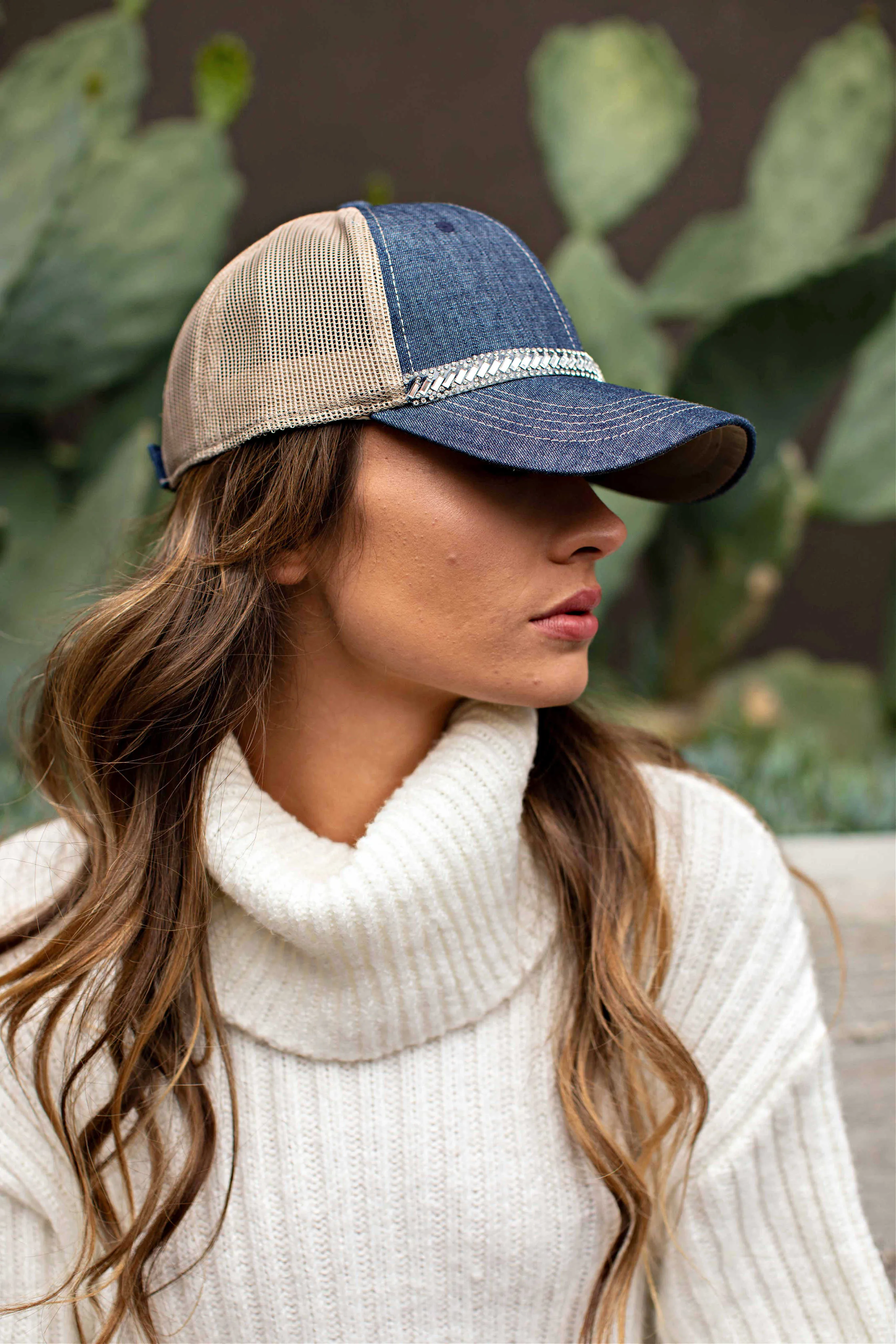 Mixed Metal Denim Ball Cap sold by Glitzy Bella product image thumbnail 2