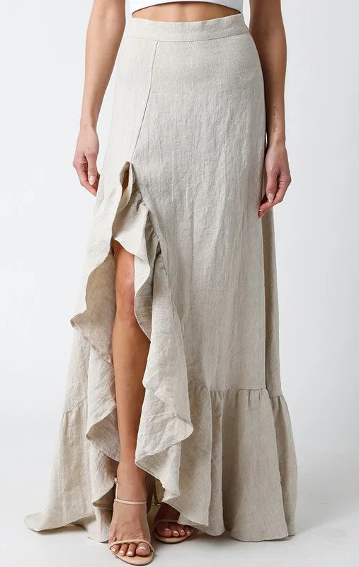 FINAL SALE!! “I’m In Linen” Maxi Skirt in Beige sold by Glitzy Bella product image thumbnail 5