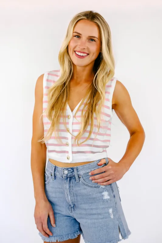 FINAL SALE!! Ella Striped Sweater Vest sold by Glitzy Bella
