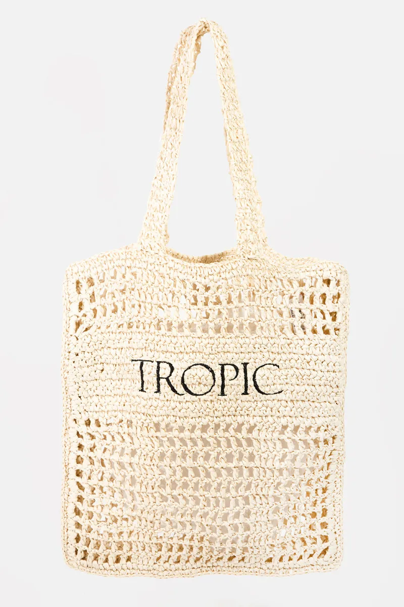 AS SEEN by ALEXA ANGLIN!! Tropic Raffia Beach Bag in Light Natural sold by Glitzy Bella product image thumbnail 4