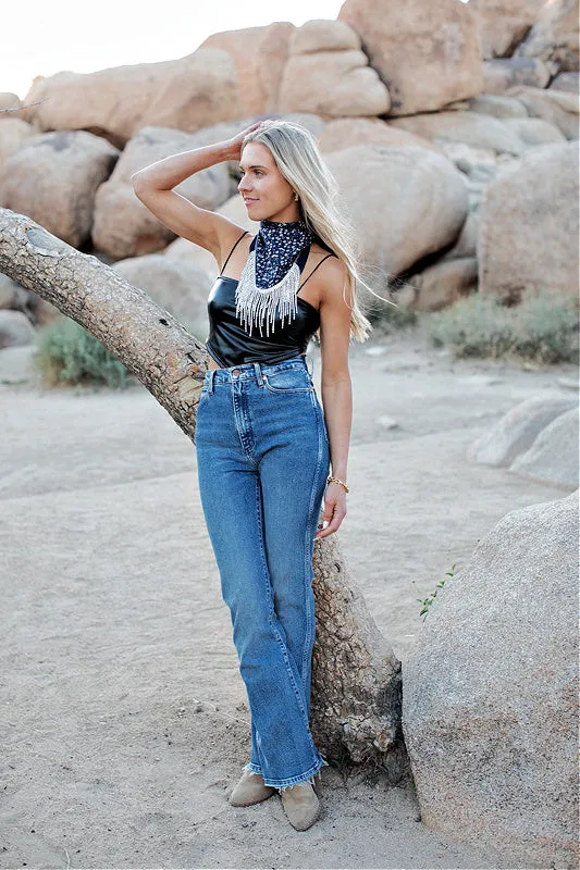 “BEST SELLER" Crystal Fringe Bandana in Navy sold by Glitzy Bella product image thumbnail 3