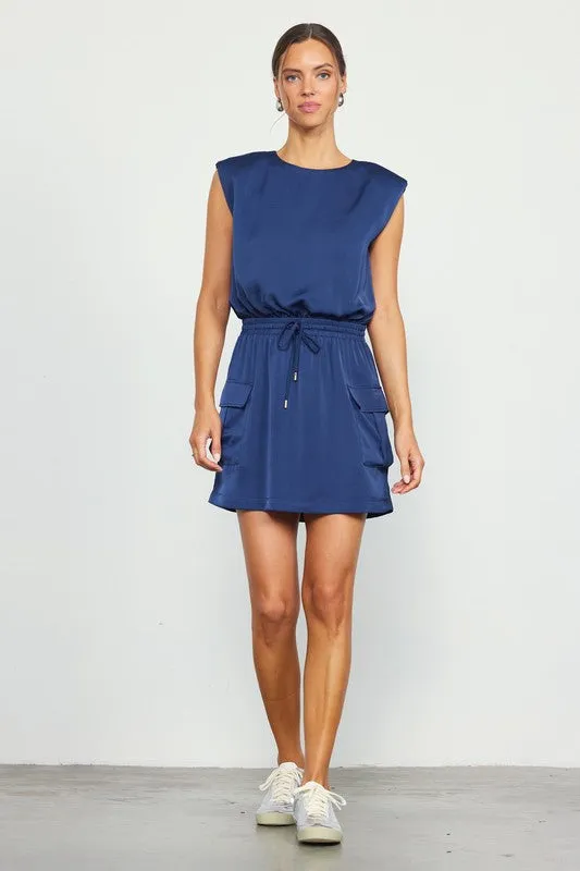 FINAL SALE!! Levi Navy Silk Mini Dress in Navy sold by Glitzy Bella product image thumbnail 5
