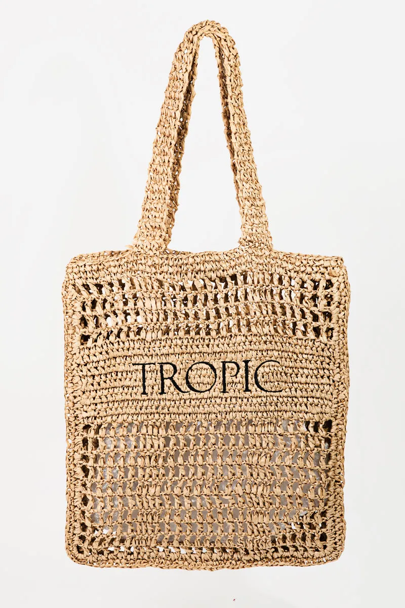 “Tropic” Raffia Beach Bag in Natural sold by Glitzy Bella product image thumbnail 4