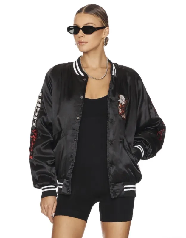 LICENSED!! "Coors Light" Official Nylon Bomber Jacket in Black Satin sold by Glitzy Bella