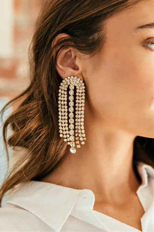 BEST SELLER!!  Mia Gold Crystal Drop Earring sold by Glitzy Bella