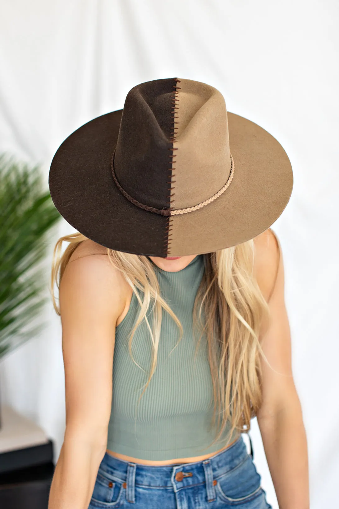 Two Tone Australian Wool Hat in Taupe/Brown sold by Glitzy Bella product image thumbnail 4