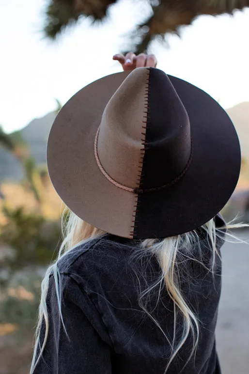 Two Tone Australian Wool Hat in Taupe/Brown sold by Glitzy Bella product image thumbnail 3