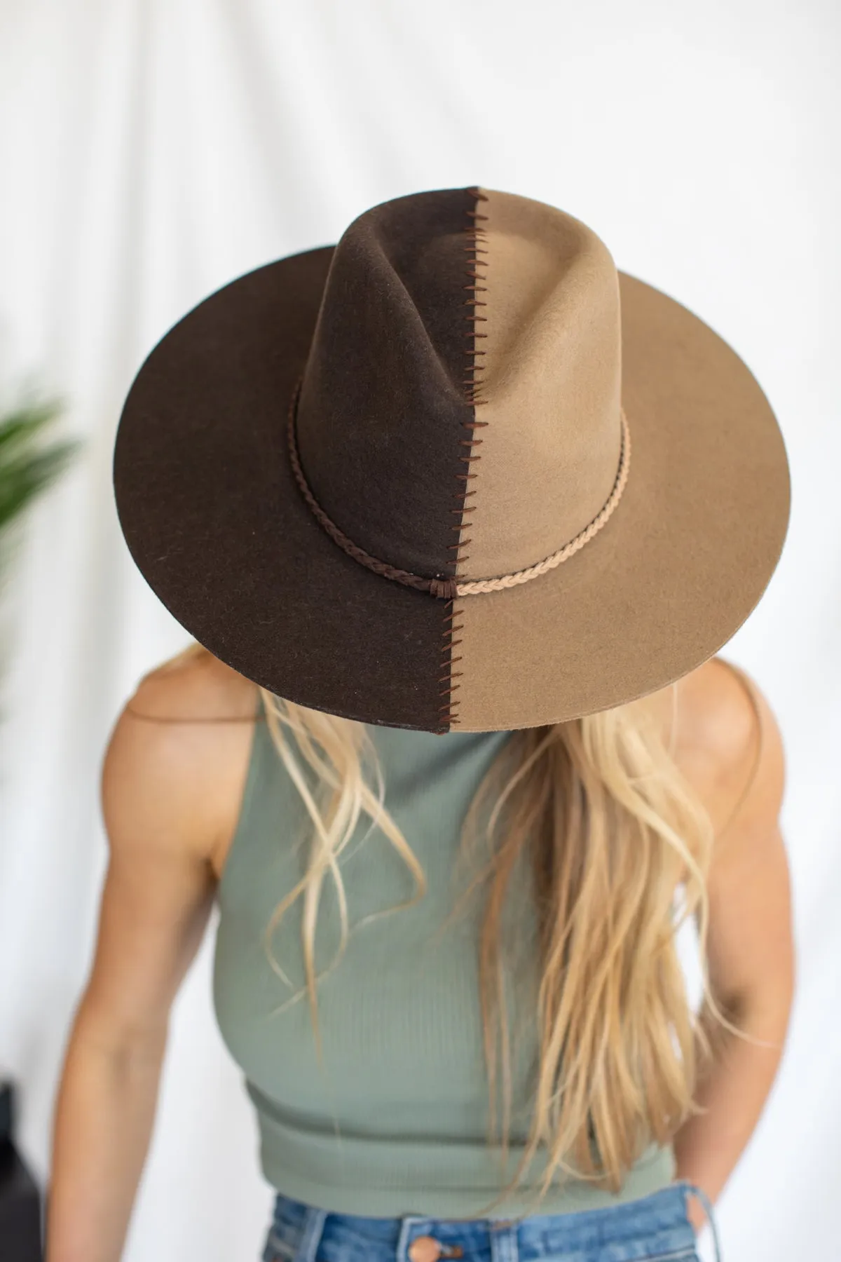 Two Tone Australian Wool Hat in Taupe/Brown sold by Glitzy Bella product image thumbnail 2