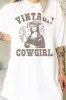 FINAL SALE!! Vintage Cowgirl Graphic Oversized Tee in White sold by Glitzy Bella