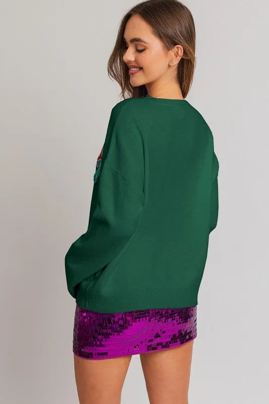 NEW!! Holly Jolly Tinsel Sweater in Black or Green sold by Glitzy Bella product image thumbnail 3