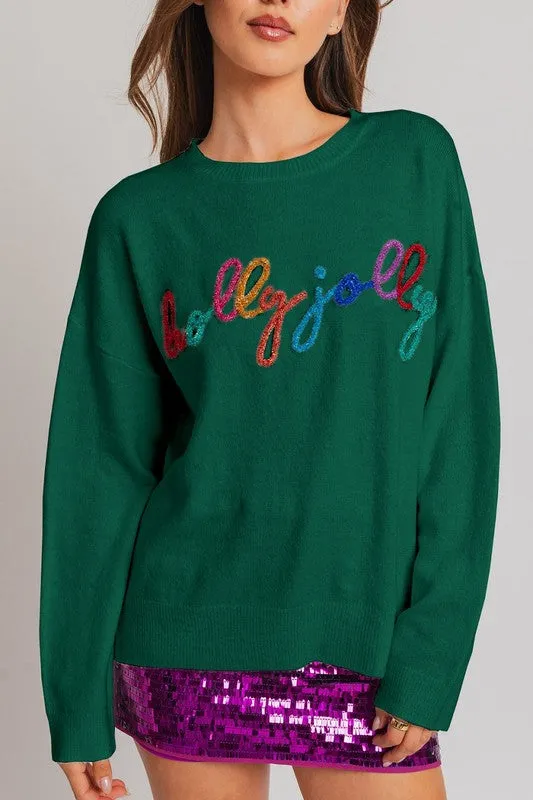 NEW!! Holly Jolly Tinsel Sweater in Black or Green sold by Glitzy Bella product image thumbnail 2