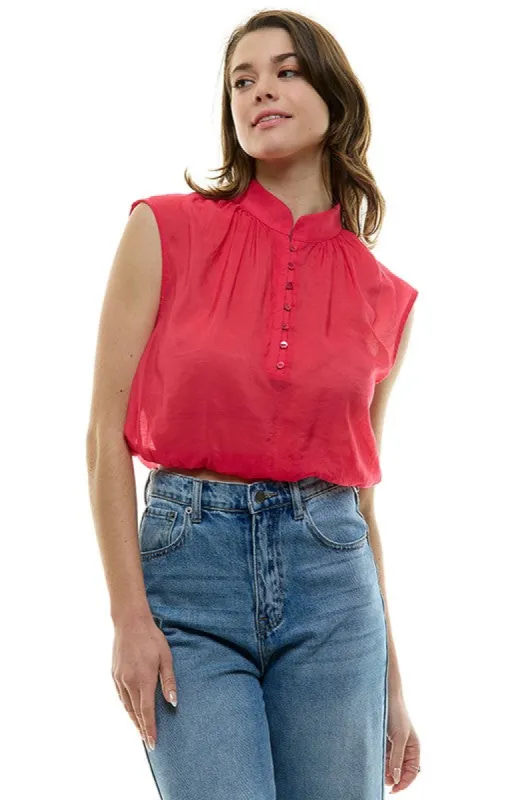 FINAL SALE!! Paloma Button Up Tank in Red sold by Glitzy Bella