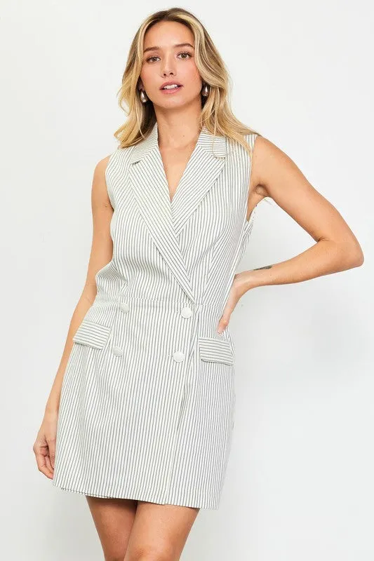 FINAL SALE!! Ellie Pinstriped Double Breasted Romper sold by Glitzy Bella product image thumbnail 3