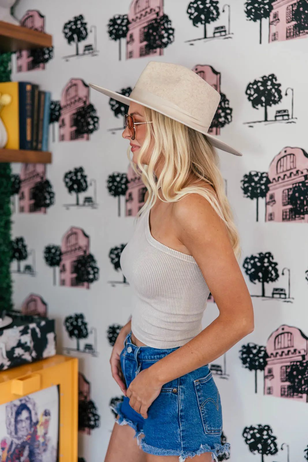 NEW!! Vintage Beige One Shoulder Crop Top by Nikibiki sold by Glitzy Bella product image thumbnail 3