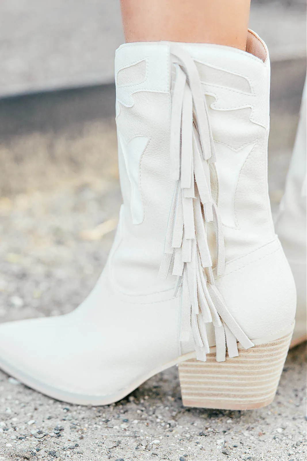FINAL SALE!! The "Millie" Fringe Boot in Beige sold by Glitzy Bella product image thumbnail 5