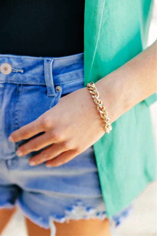 Link Up Gold Bracelet sold by Glitzy Bella