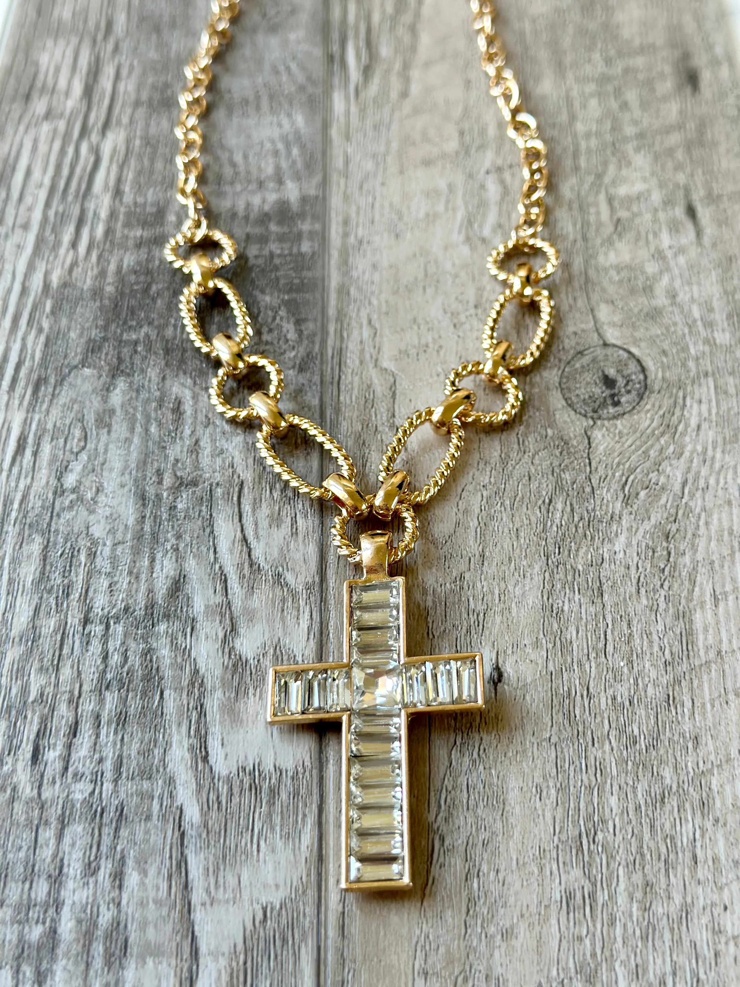 The "My Faith" Gold Cross Necklace sold by Glitzy Bella product image thumbnail 4