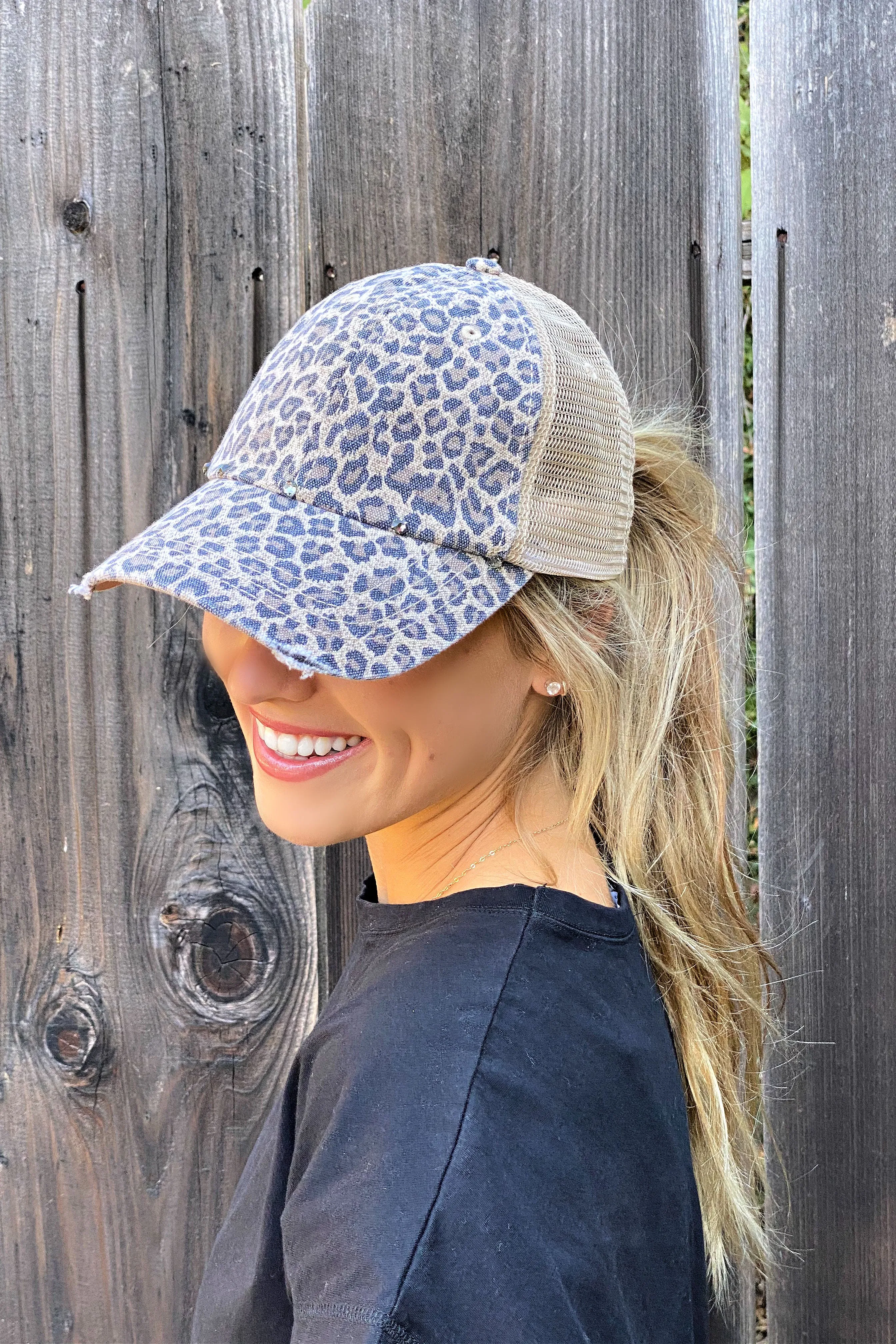 Vintage Distressed Cheetah Ball Cap sold by Glitzy Bella product image thumbnail 5