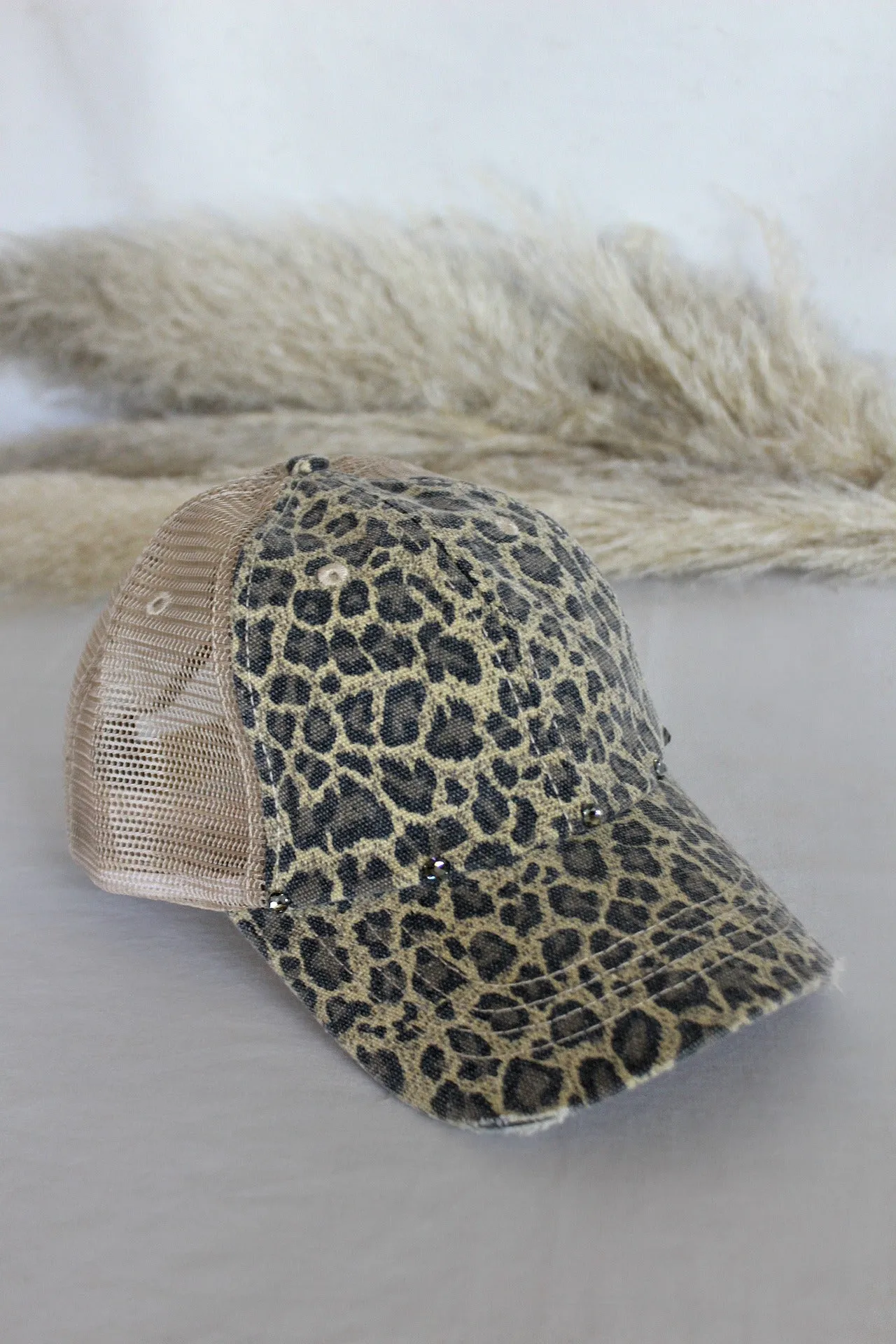 Vintage Distressed Cheetah Ball Cap sold by Glitzy Bella product image thumbnail 3