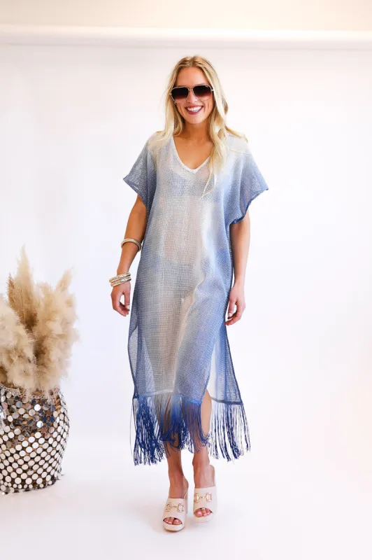 FINAL SALE!! Metallic Mesh Knit Cover Up in Blue sold by Glitzy Bella