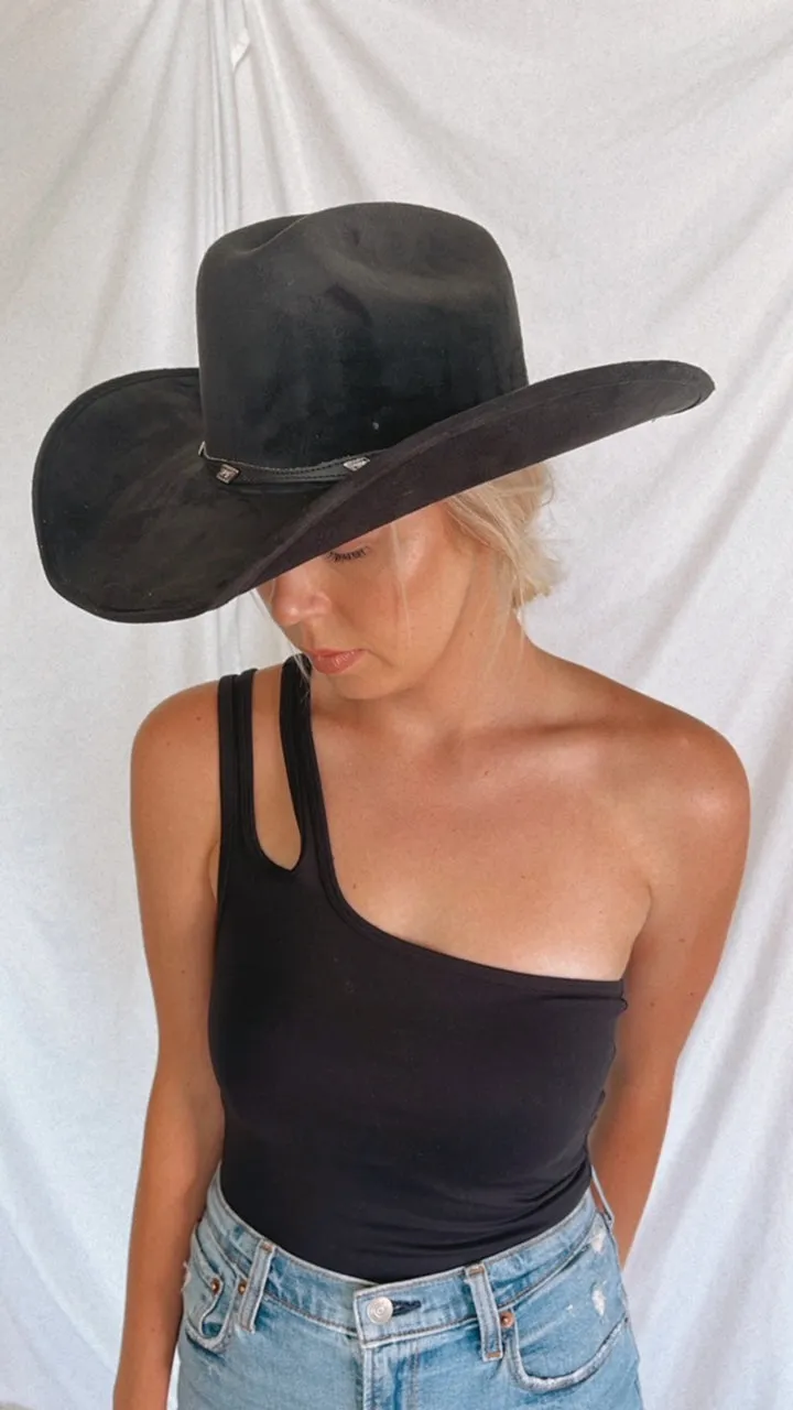 NEW!! The "Dolly" Faux Suede Cowboy Hat in Black sold by Glitzy Bella product image thumbnail 5