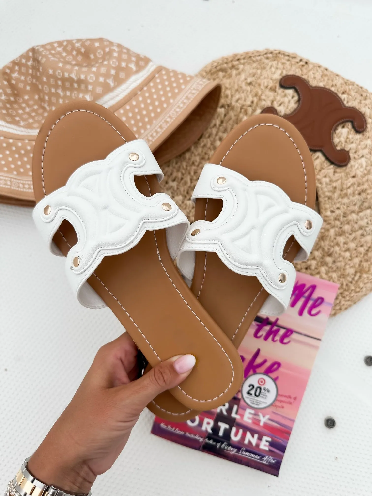 AS SEEN ON WHITNEY RIFE!! London Sandal in White sold by Glitzy Bella