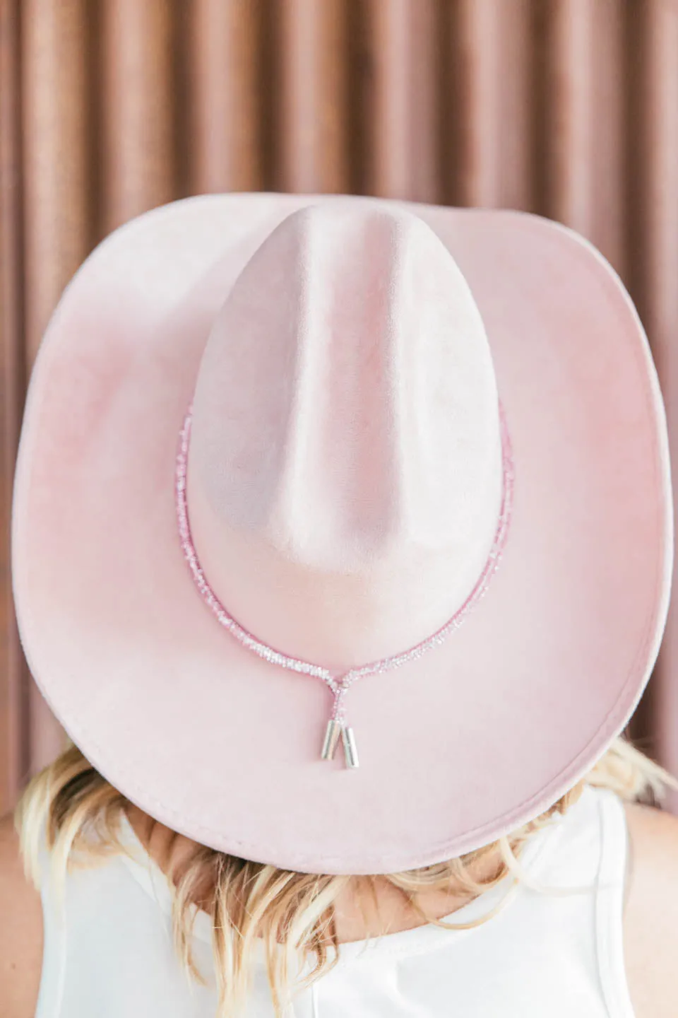 The Kenny Faux Suede Cowboy Hat in Light Pink sold by Glitzy Bella product image thumbnail 5