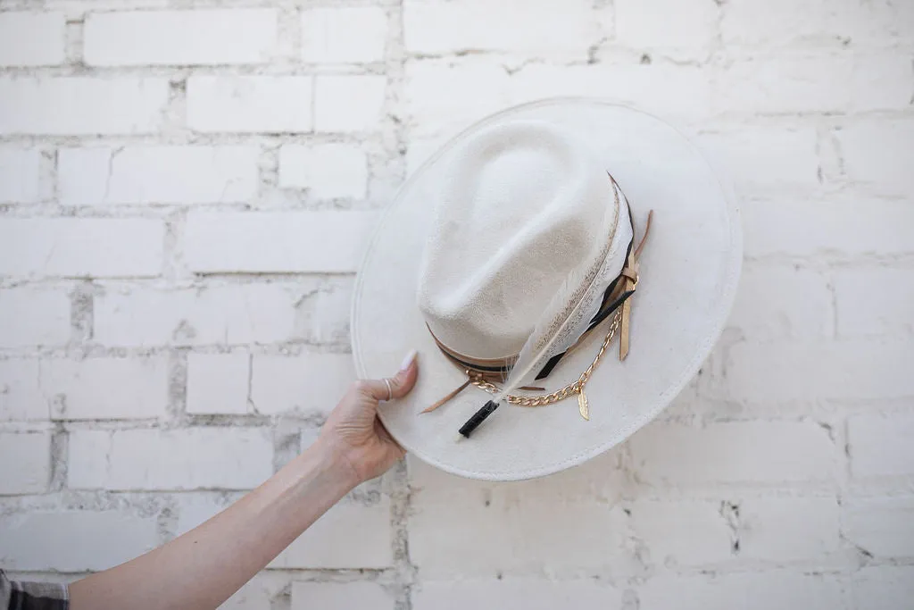FINAL SALE!! The Navajo Feather Banded Hat in Ivory sold by Glitzy Bella product image thumbnail 5