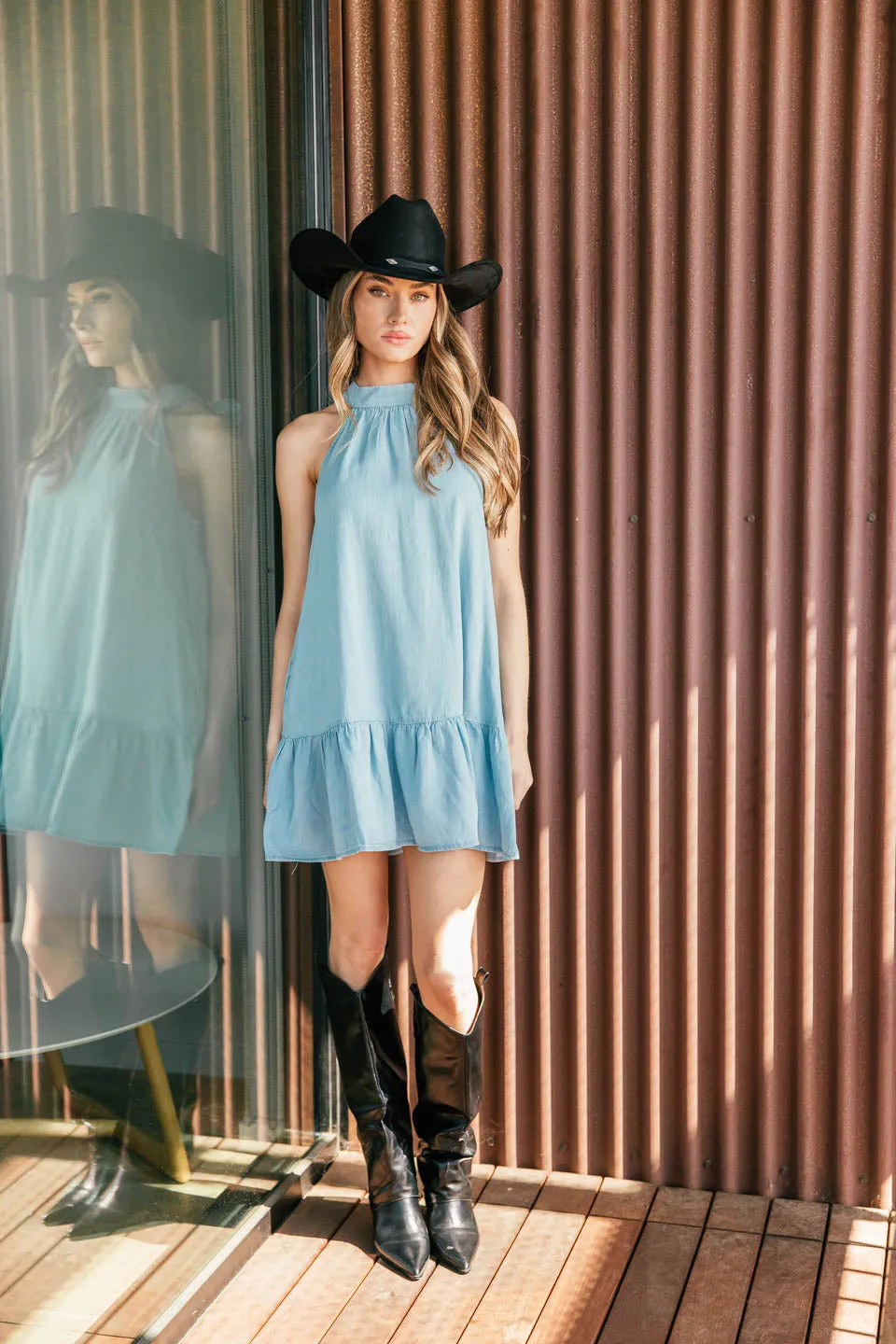 Chloe Lightweight Denim Dress sold by Glitzy Bella product image thumbnail 5