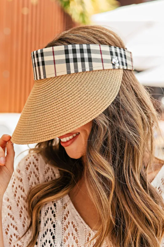 FINAL SALE!! Straw Visor with Plaid Band sold by Glitzy Bella