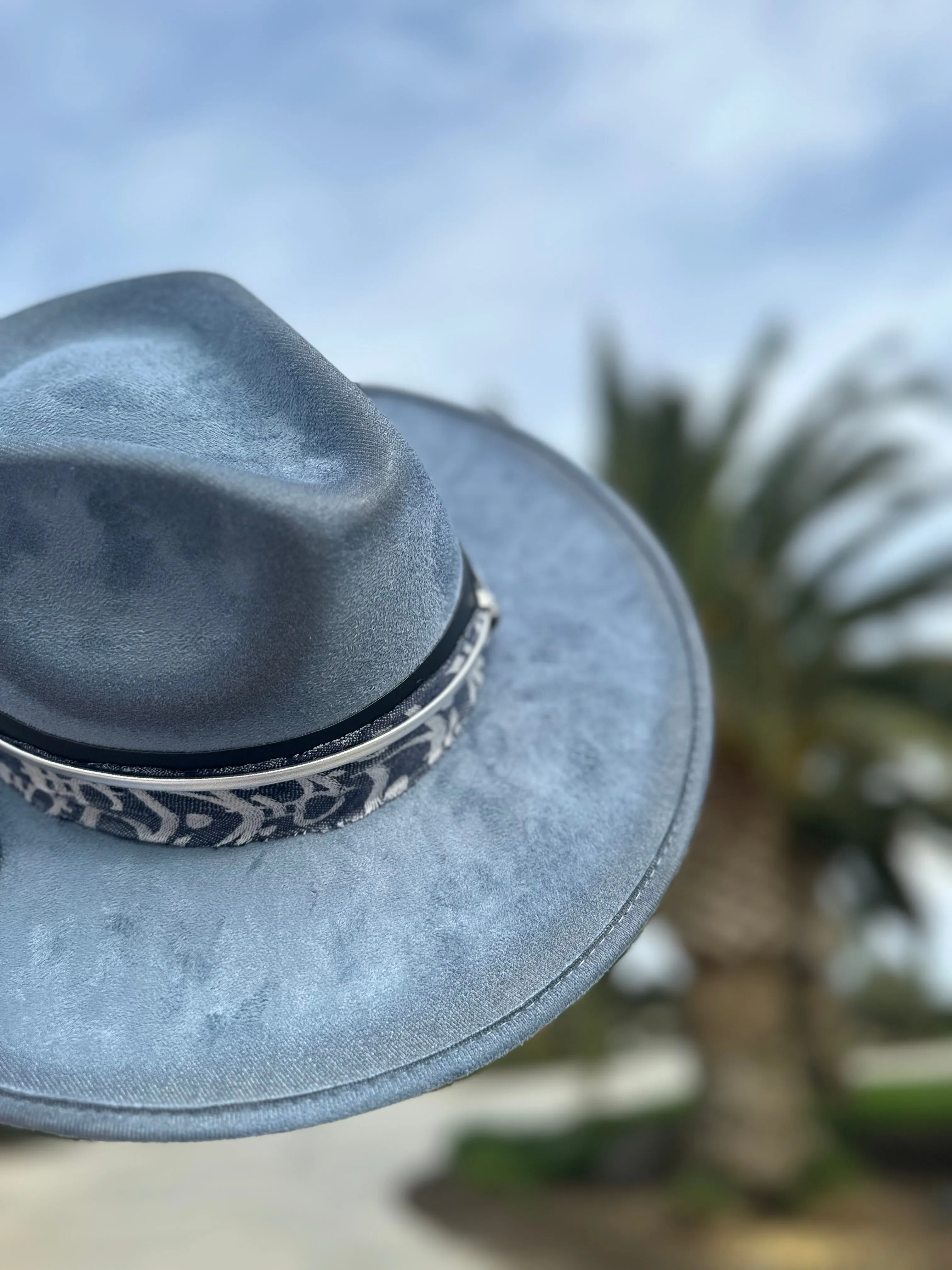 FINAL SALE!! GB ORIGINAL: The Luxe Banded Suede Hat in Denim Blue sold by Glitzy Bella product image thumbnail 4